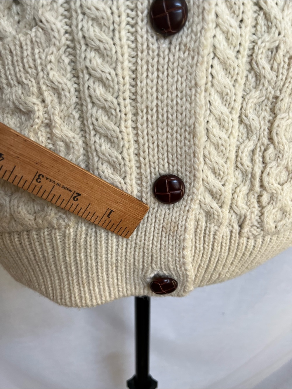 Aran Crafts Cream Cable-Knit Button Cardigan with Pockets - Picture 15 of 15